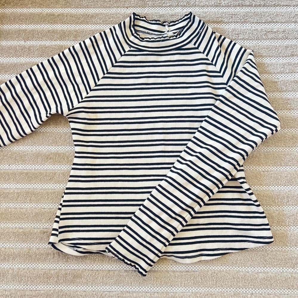 Free People Striped Long Sleeve Shirt w/ Open Back